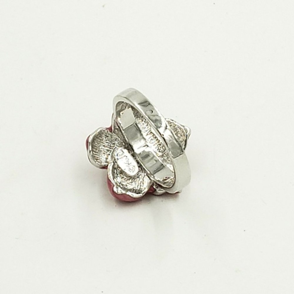 Kenneth Jay Lane Kjl Pink Enamel Flower Ring - image 3